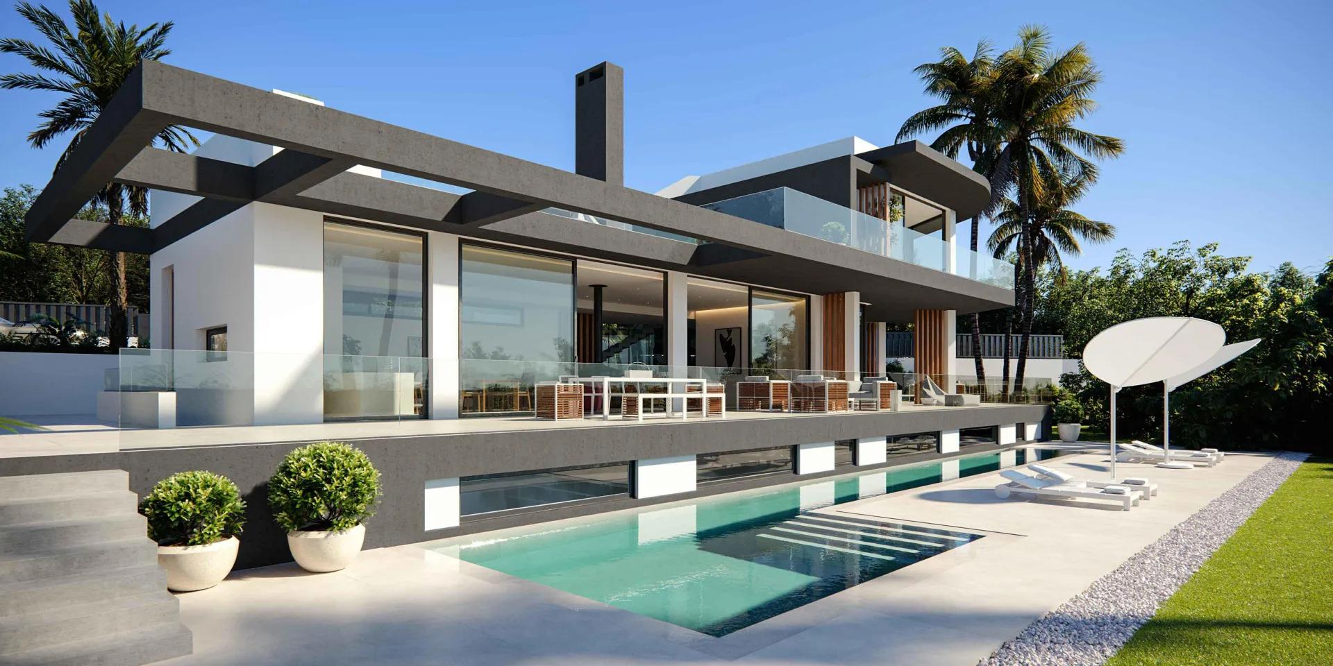 Modern villa with sea views in the Golden Mile