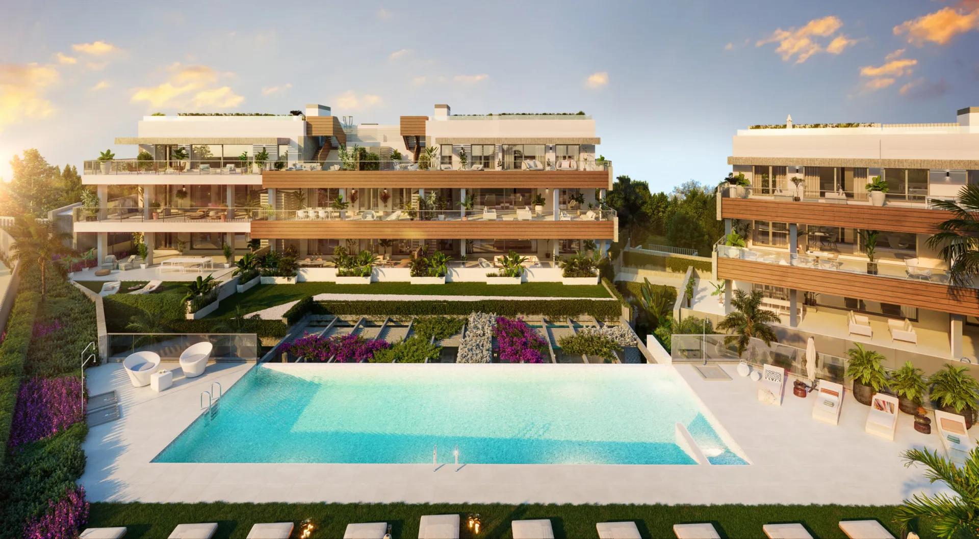 96 apartamentos modernos con Club social y SPA en Marbella